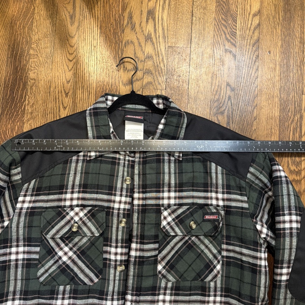 Dickies Mens Large Green Insulated Button Up Flannel Jacket Plaid P204260 - Picture 8 of 15
